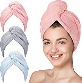 KU 3 Stück Mikrofaser Handtuch Haare, Turban