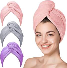 KU 3 Stück Mikrofaser Handtuch Haare, Turban
