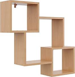 KUBUTKU Dekorativ Wandregal mit 3 Böden 78x71x18