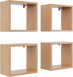 KUBUTKU Wandregal 4er Set 30x33x18 Quadratisch