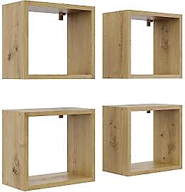 KUBUTKU Wandregal 4er Set 30x33x18 Quadratisch