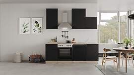 Küchenblock Capri Schwarz/Eichefarben