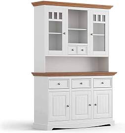 Küchenbuffet Buffetschrank in Weiß mit Glastüren