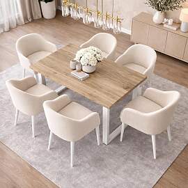 Küchentisch 140x90cm Wildeiche White Washed