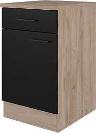 Küchenunterschrank Capri Schwarz/Eichefarben