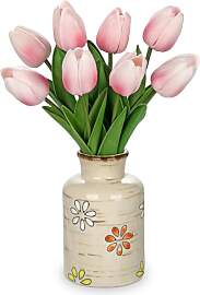 Künstliche 8 Tulpen im Rustikale Milchkanne