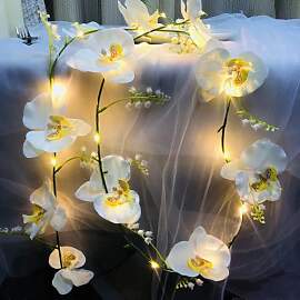 Künstliche Orchideengirlande mit 20 LEDs