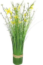Künstlicher Grasbund mit Blüten Grasarrangement