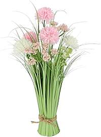 Künstlicher Grasbund mit weißen und rosa Blüten 