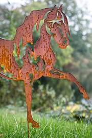 KUHEIGA Gartenstecker Pferd Edelrost, Rost H: 70cm 