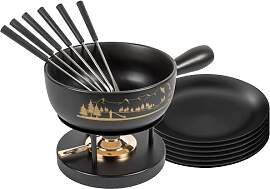 KUHN RIKON Käsefondue Set Alpenpanorama schwarz