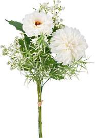 Kunstblume Cosmea Dahlienmixstrauss II Weiß/Grün