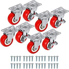 Kurtzy 8er Pack Roter Rollen Schwerlast Rollen