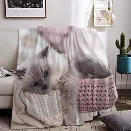 Kuscheldecke Mit Katzenmotiv 150x200cm, Sofa Decke 