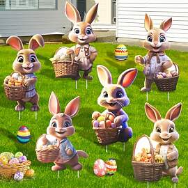 Kuvarix 6 Stück Osterhasen Gartenstecker, Groß