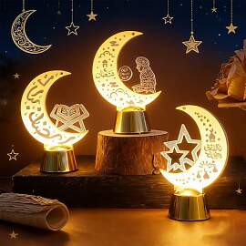 KUWUNG 3 Stück Ramadan Deko Lampe, LED Ramadan