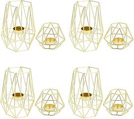 KVSERT 8 x goldene geometrische Teelichthalter