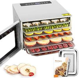 Kwasyo Dörrautomat Edelstahl mit Rezeptheft, 6