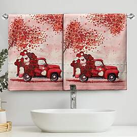 Kwlegh Handtücher, Set mit 2 Herzen, Baum, roter