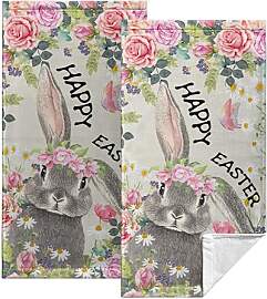 Kwlegh Niedliche Osterhasen-Handtücher, 36 x 71
