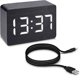 kwmobile Wecker Uhr in Holzoptik digital -