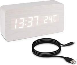 kwmobile Wecker Uhr in Holzoptik digital -
