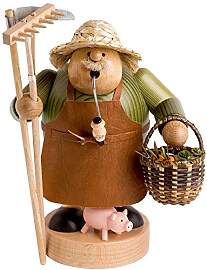 KWO Olbernhau 21684 Räuchermännchen Bauer, 21 cm