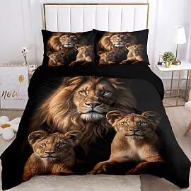 KXHHYB Löwen bettwäsche 135x200 Schwarz
