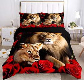 KXHHYB Löwen bettwäsche 135x200 Schwarz