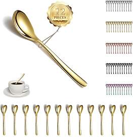 Kyraton Gold Teelöffel 12 Stück, 14cm Edelstahl