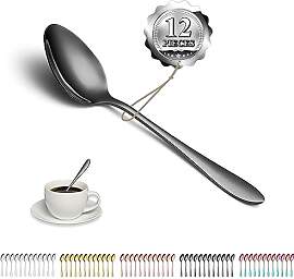 Kyraton Schwarze Teelöffel 12 Stück 14 cm