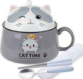 Lachineuse - Ramen Schüssel Kawaii Katze mit