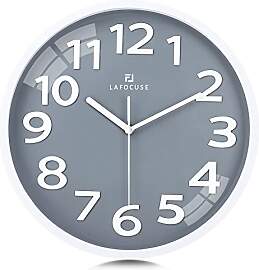 Lafocuse 3D Ziffern Lautlos Wanduhr Grau, Modern