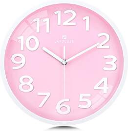 Lafocuse 3D Ziffern Lautlos Wanduhr Rosa, Kinder
