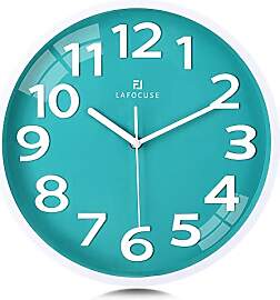 Lafocuse 3D Ziffern Lautlos Wanduhr Türkis Grün, 