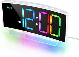 Lafocuse Bunter Wecker Digital mit 8 RGB LED