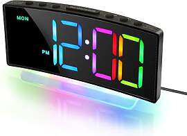 Lafocuse Bunter Wecker Digital mit 8 RGB LED