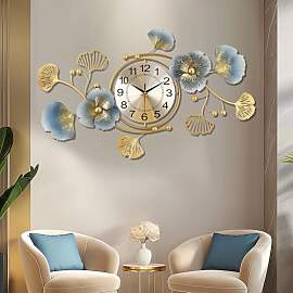 Lafocuse Groß Wanduhr Gold Metall, 83x48cm