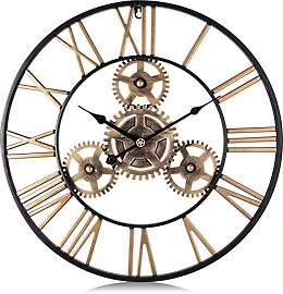 Lafocuse Industriell Gold Zahnrad Wanduhr Groß