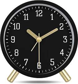 Lafocuse Wecker Analog Ohne Ticken, Metall Schwarz 