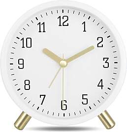 Lafocuse Wecker Analog Ohne Ticken, Metall Weiß
