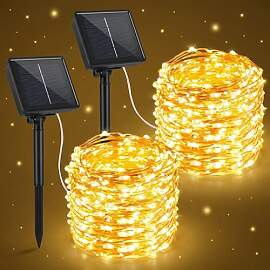 LakiHomi 2 Stück Solar Lichterkette Aussen, 15M