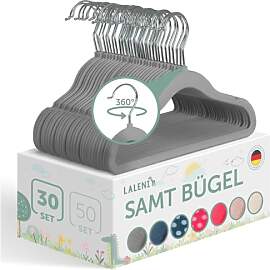 Laleni Kinderkleiderbügel 30 Stück + Samtbezug - 