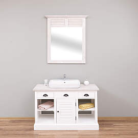 Lamellentür-Waschtisch weiß, inkl. Becken und