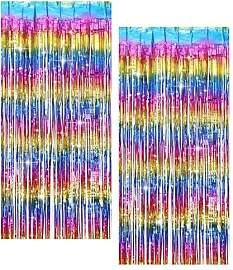 Lametta Vorhang Bunt, 2 Lametta Vorhänge, 1m X
