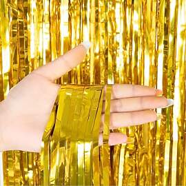 Lametta Vorhang gold - 200 x 100 cm -