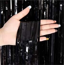 Lametta Vorhang schwarz - 200 x 100 cm -
