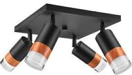 Lamkur Deckenleuchte schwarz Stahl Glas B/H/L: ca. 