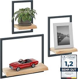 LAMO Manufaktur Wandregale aus Holz Set 3 St.