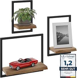 LAMO Manufaktur Wandregale aus Holz Set 3 St.